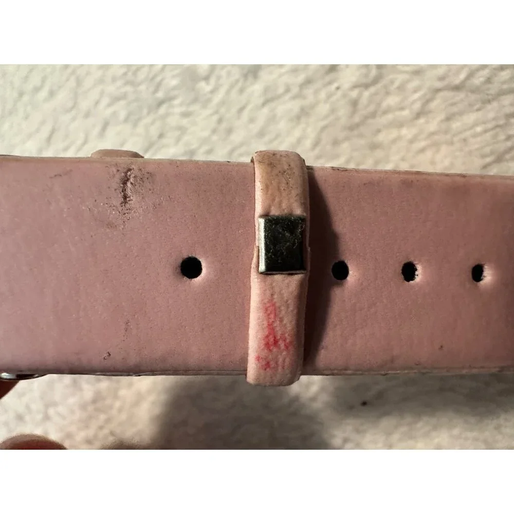 Osirock Vintage 1980s Square Watch Chrome Pink Faux Leather Strap Retro‎ Quartz
